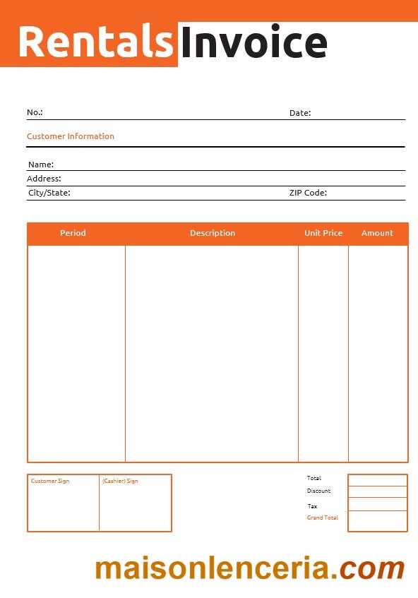 Szablon faktury wynajmu komercyjnego w formatach Word i PDF